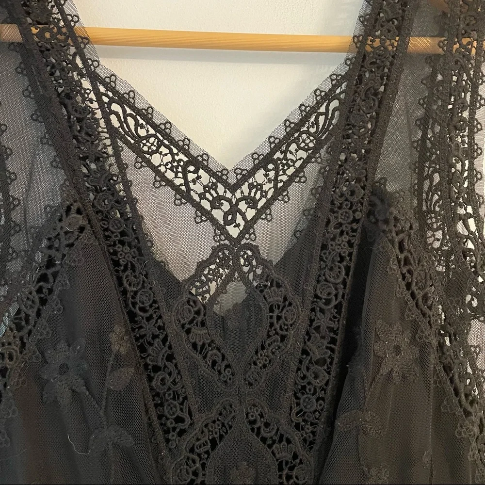 Free People Victoria Black Crochet Lace Mini Dress - Picture 4 of 13